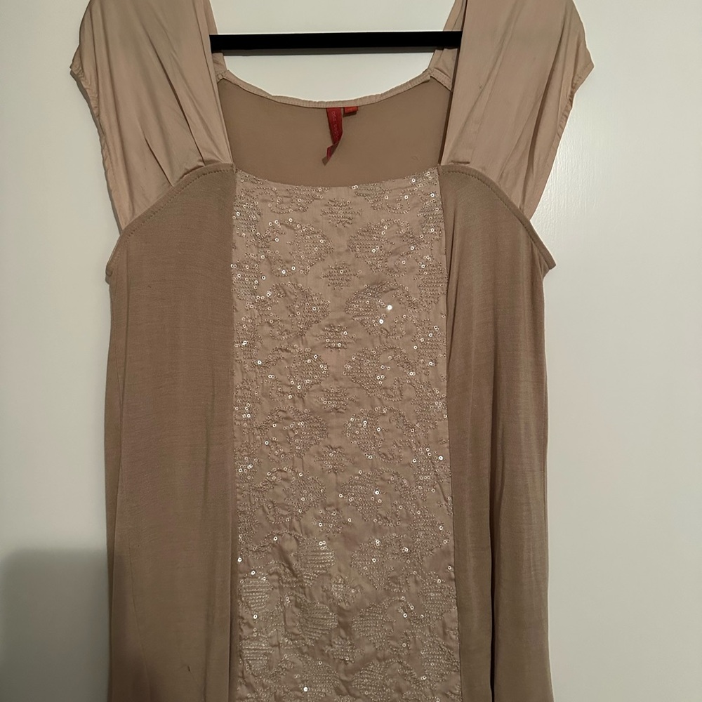Elegant Beige Sequin Top
